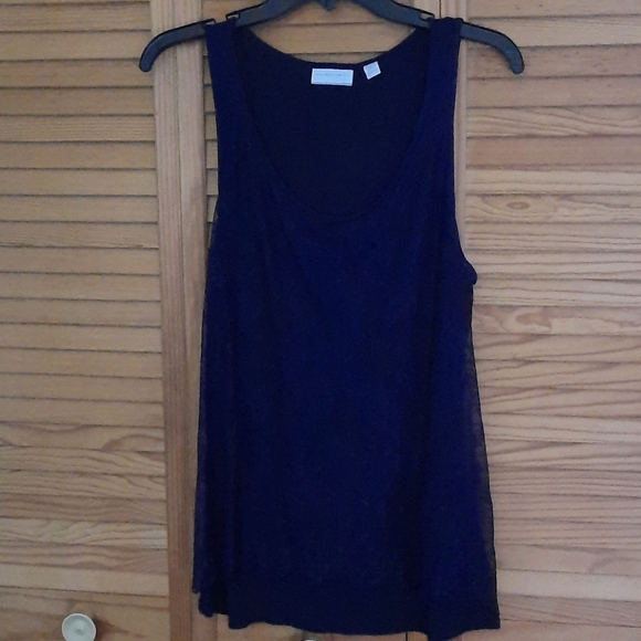 New York & Company Blue Lace Tank Top Size Medium - Picture 1 of 5